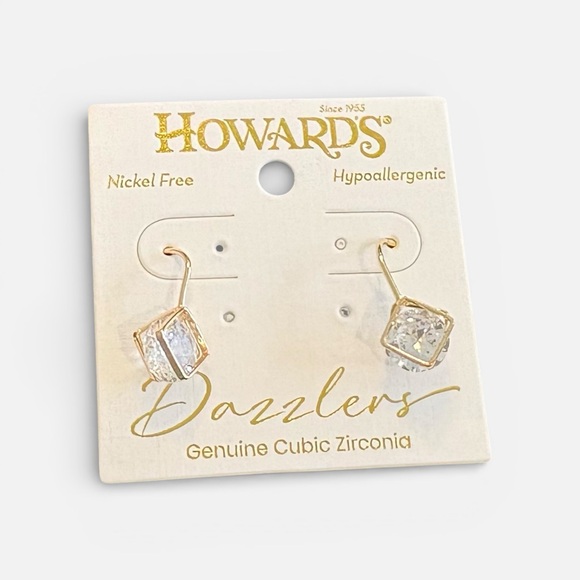 Dazzling Drop Gold and Cubic Zirconia Earrings - Picture 2 of 2